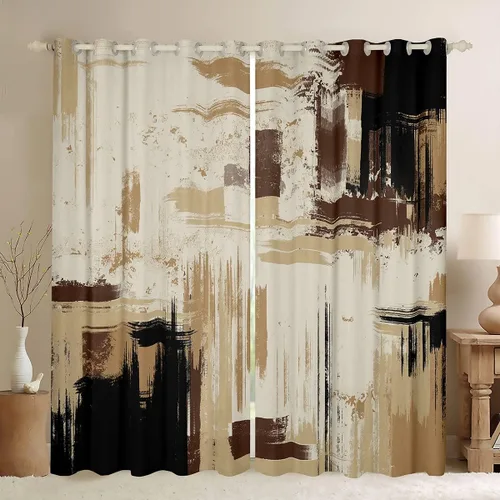 Miniatura 35 de Feelyou Cortinas opacas abstractas modernas de arte abstracto para dormitorio, sala de estar, niños, patrón rojo, gris, negro, patrón de Multi 05