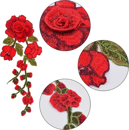 Miniatura 4 de 10 parches decorativos bordados de flores para coser, apliques de bordado de pétalos florales para bricolaje, jeans, chaquetas, mochilas, ropa