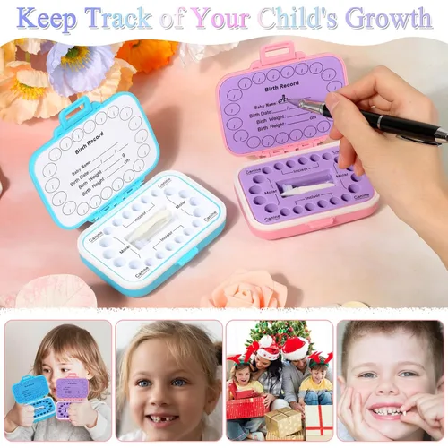 Miniatura 4 de Caffox Paquete de 2 Portadientes para Recuerdo de Niños, Caja del Ratoncito Pérez, Caja de Recuerdo de Primer Diente, Cajas de Contenedores de Arco