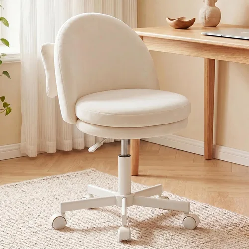 Miniatura 13 de GTRACING Silla de oficina alta de terciopelo con ruedas, sillas de tocador con respaldo, altura versátil: taburetes de oficina a bar, silla