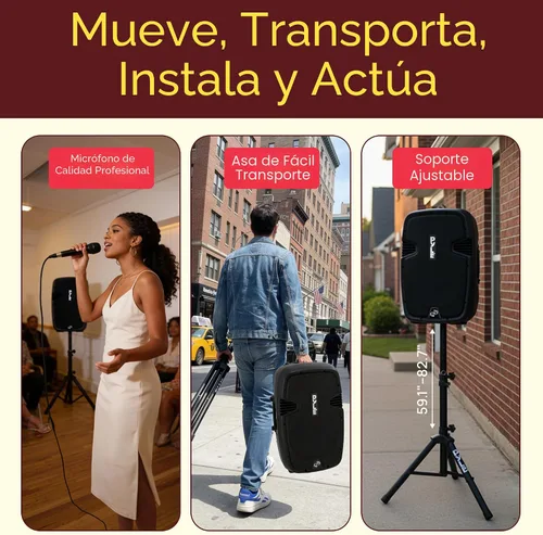 Miniatura 5 de Kit de sistema PA portátil e inalámbrico Pyle - 1800W de pico, compatible con Bluetooth, par activo + pasivo para sonido en interiores / exteriores