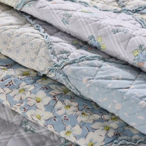 Miniatura 5 de Edredón Patchwork - Flor Silvestre Azul - Niños o Twin