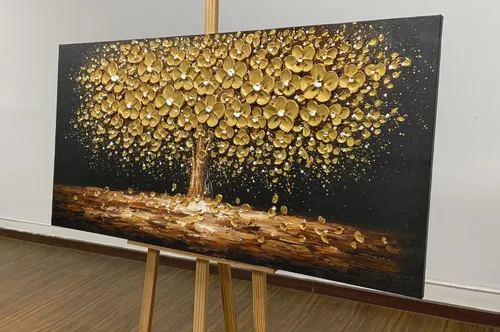 Miniatura 3 de Art8YuQi Pinturas - Arte abstracto contemporáneo Pintura al óleo sobre lienzo Textura 3D Árbol dorado Gary Pintura hecha a mano obra de arte arte