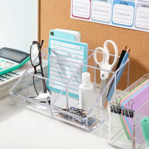 Miniatura 4 de STORi Organizador de Maquillaje de Plástico Transparente para Tocador Soporte de 6 Compartimentos para Pinceles, Paletas de Sombras de Ojos