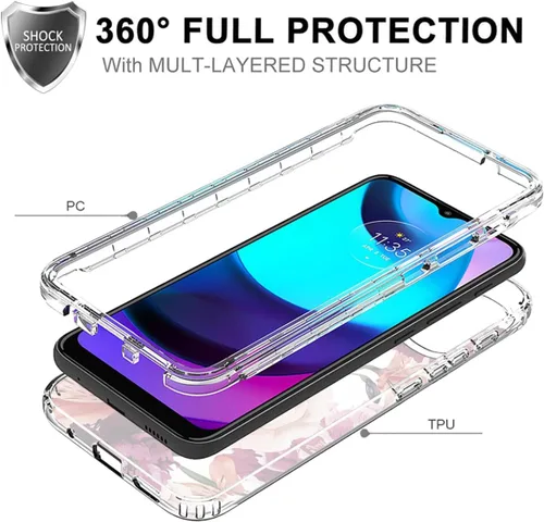 Miniatura 3 de Funda para Moto E20/Moto E30/Moto E40, XT2155 XT2158 con protector de pantalla de vidrio templado, funda protectora de cuerpo completo