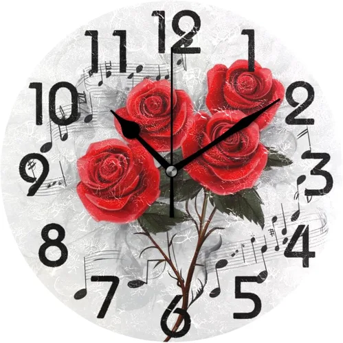 Miniatura 14 de Reloj de pared redondo retro de otoño con dos gnomos y calabaza de 10 pulgadas, funciona con pilas, reloj de escritorio analógico silencioso sin