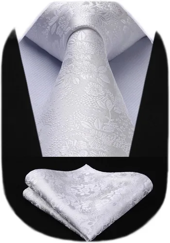 Miniatura 101 de Corbatas florales tejidas clásicas para hombre, corbata cuadrada de bolsillo, corbatas formales para hombres, boda con pañuelo
