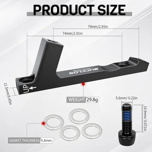 Miniatura 2 de BUCKLOS PM/es Adaptador de montaje de pinza de freno de disco delantero 180/7.992 in Accesorios de piezas de engranajes, adaptador de rotor