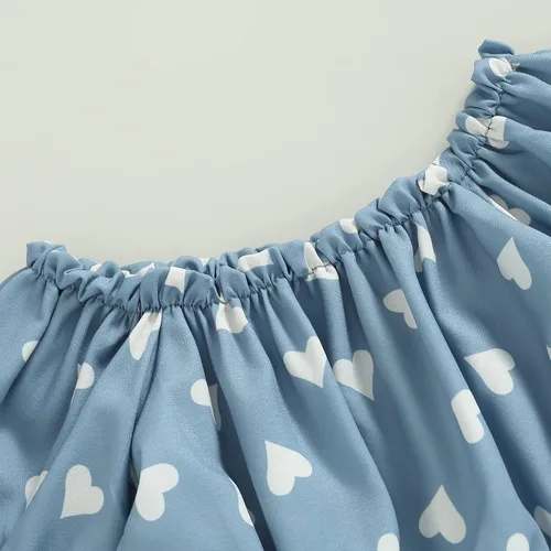 Miniatura 5 de Conjunto de 2 piezas de ropa con volantes y cuello halter floral para niños pequeños