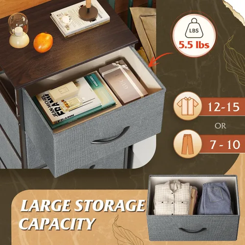 Miniatura 5 de WLIVE - Cómoda con 4 cajones, torre de almacenamiento, unidad organizadora, cómoda de tela para dormitorio, pasillo, entrada, armarios, marco