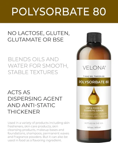 Miniatura 2 de Polysorbate 80 de velona - 8 onzas líquidas Solubilizante, grado alimenticio y cosmético Todo natural para cocinar, cuidado de la piel y bombas