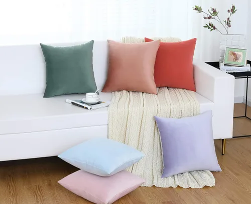 Miniatura 4 de Jeneoo Cómodas fundas de almohada de terciopelo suaves y gruesas para niños, para sofá, fundas de cojín decorativas sólidas cuadradas para Lavanda