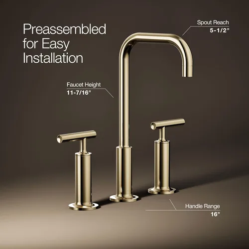 Miniatura 3 de KOHLER K-14408-4-AF Purist - Grifo para lavabo de baño, 3 agujeros, manijas de palanca alta generalizadas y boquilla de cuello de cisne alto, 1.2