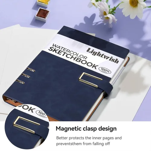 Miniatura 7 de Libro de bocetos de acuarela Lightwish, 100% papel de acuarela de algodón libre de ácido, papel de acuarela prensado en frío de 600 gsm para Hebilla