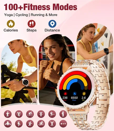 Miniatura 5 de LIGE Relojes inteligentes para mujer (respuesta Bluetooth/Hacer llamadas), reloj inteligente con pantalla de 1.27 pulgadas, batería de 300 mAh