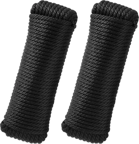 Miniatura 19 de Cuerda de polipropileno trenzada de diamante de 3/8 de pulgada y 100 pies, cuerdas marinas gruesas multiusos para barco para camping y asta de Verde