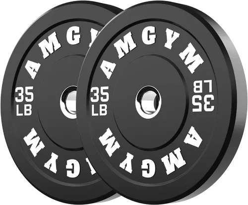 Miniatura 80 de Discos de peso olímpicos de 2 pulgadas y caucho para barras, discos para gimnasio en casa, entrenamiento de fuerza y levantamiento de pesas, 10 a