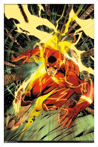 Miniatura 13 de Trends International DC Comics - Póster de pared de The Flash - Spears, 14.725 x 22.375 pulgadas, versión enmarcada de madera de granero