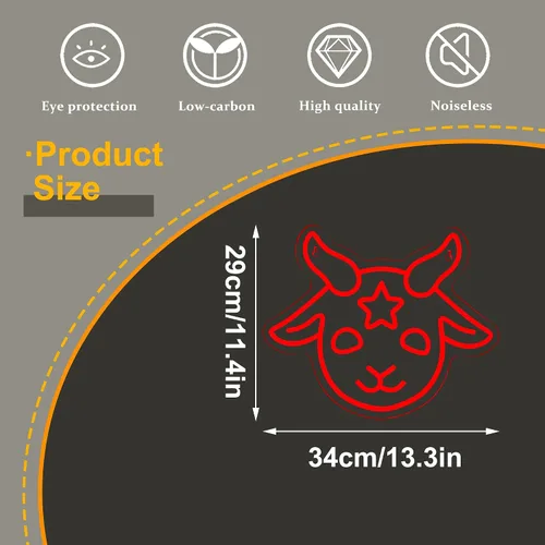 Miniatura 5 de Allball Letrero de Neón Baphomet, Letreros LED Regulables Góticos Símbolo de Satanás Letreros de Neón de Halloween para Decoración de Pared, Rojo1