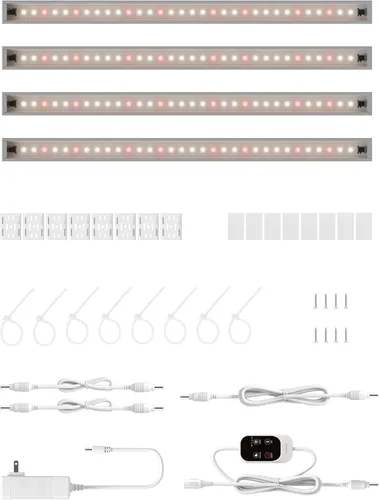 Miniatura 11 de T5 Luz de cultivo inteligente para plantas de interior, tiras de luz LED de espectro completo de 3500 K con temporizador automático de 3/9/12 horas