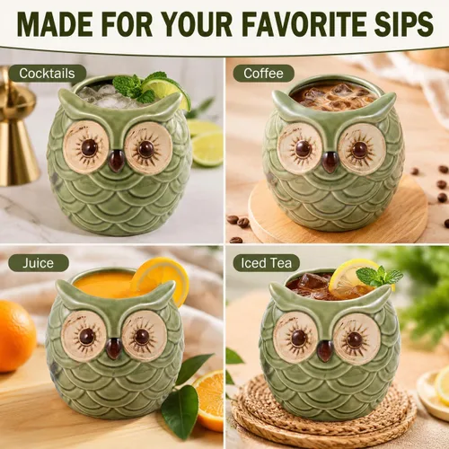 Miniatura 5 de HOMSFOU Vaso de cóctel de búho de 2.91 x 2.75 x 3.81 pulgadas, diseño creativo de búho, taza de vino para decoración de mesa y regalo del hogar