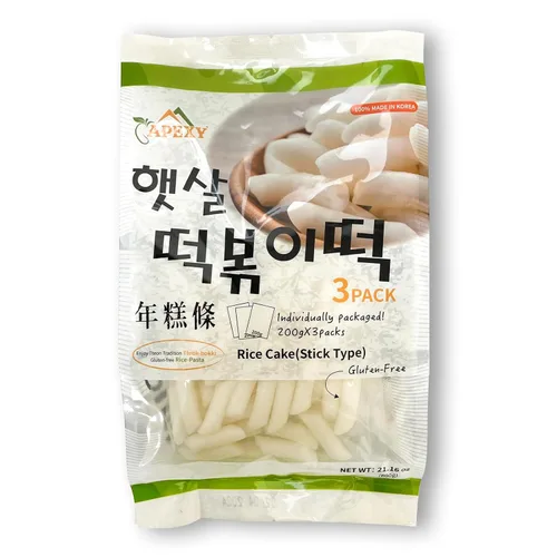 APEXY Tortas de arroz coreanas para Tteokbokki, auténticos palitos de pastel de arroz coreano masticables, sin gluten, veganos, sin OMG, pasteles de