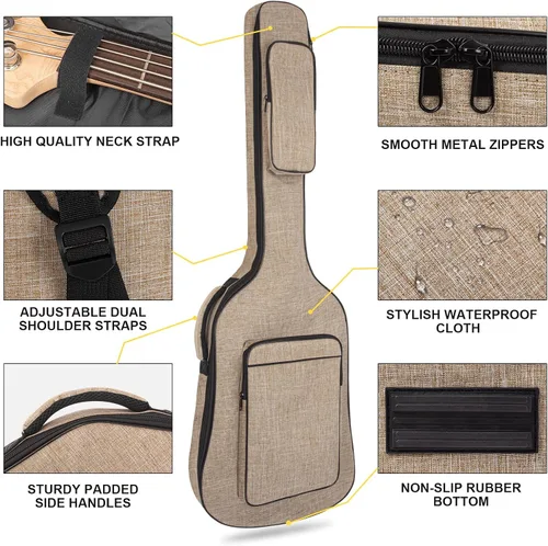 Miniatura 4 de LETSROCK Estuche para Guitarra Bajo, Bolsa de Concierto para Guitarra Bajo Acolchado Grueso Impermeable de 0.38 Pulgadas Mochila Suave Bolsa