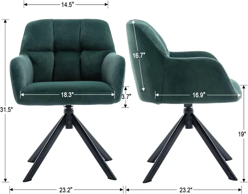 Miniatura 2 de EALSON Silla de escritorio de terciopelo cómoda, silla de tareas de computadora moderna sin ruedas, silla giratoria de acento con respaldo medio