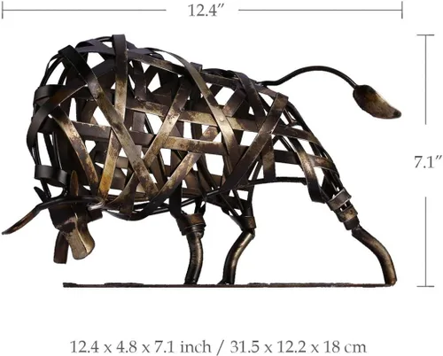Miniatura 4 de Tooarts Metal escultura moderna hierro trenzado ganado hogar hecho a mano estatua artesanía