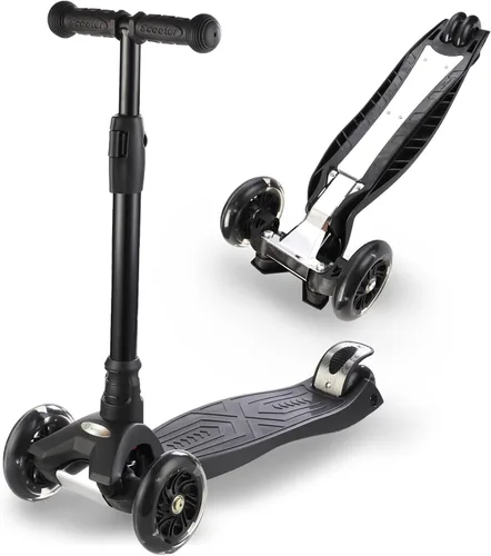 Miniatura 15 de Patinete de 3 ruedas para niños de 6 a 12 años, patinete infantil con ruedas iluminadas, diseño de cubierta resistente y 4 alturas ajustables, Rosa