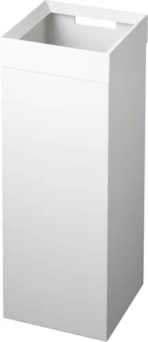 YAMAZAKI Home - Cubo de basura delgado y alto, moderno, cuadrado, de acero con asa, papelera de metal blanco para cocina, baño u oficina, 7.25