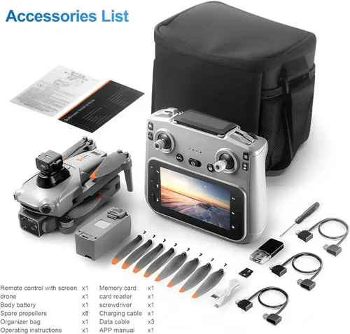 Miniatura 8 de Dron S119 4K con cámara para adultos, retorno automático GPS, prevención de obstáculos, motor sin escobillas, control remoto de pantalla 5G, 3 Gris