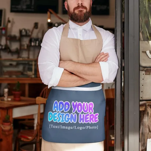 Miniatura 262 de AXKEUDO Delantal personalizado con bolsillos, delantales de cintura para camarera para cocinar en casa, restaurante, servir trabajo