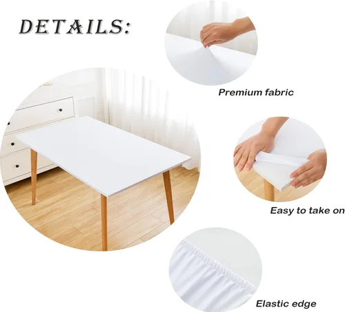 Miniatura 3 de Wolkemer Mantel Redondo Ajustado de 2 Pies de Spandex Elástico Cubierta para Mesa de Cóctel Borde Elástico Negro Cubierta Superior de Mesa