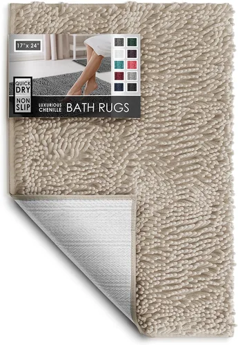 Hearth & Harbor Alfombras de baño, tapete de baño de chenilla - Alfombras de baño lavables a máquina para baño con respaldo antideslizante de goma,