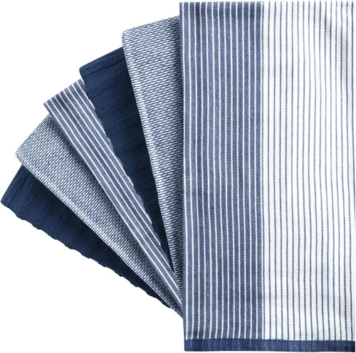 Miniatura 3 de Toallas de cocina premium (20" x 28", paquete de 6) Toallas de cocina grandes de algodón Juego de ropa de cocina plana y de rizo altamente Azul