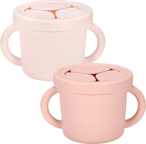 Miniatura 10 de Recipientes de silicona de grado alimenticio para aperitivos, recipientes de aperitivos con asas y tapa para niños pequeños (color 2)