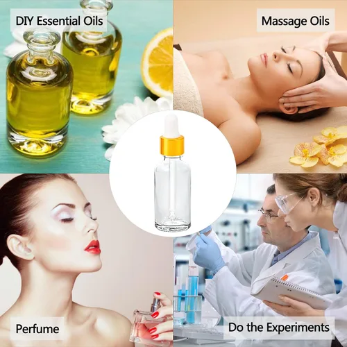 Miniatura 4 de Paquete de 48 Botellas Cuentagotas de Vidrio Transparente de 1 oz, Botellas Cuentagotas con Cuentagotas de Vidrio para Aceites Esenciales, Perfumes