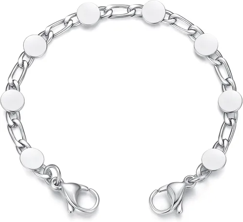 Miniatura 3 de Pulseras de alerta médica intercambiables mnmoom - Cadena de acero inoxidable con cierres de langosta - Solo cadena