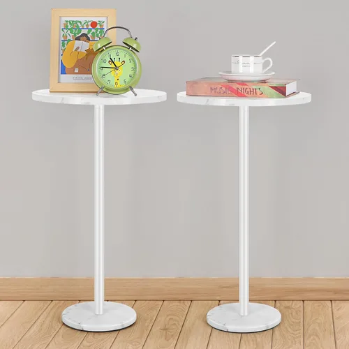 Miniatura 9 de Mesa auxiliar redonda pequeña, juego de 2 mesas auxiliares redondas negras, mesita de noche moderna para niños, mesa de noche para exteriores