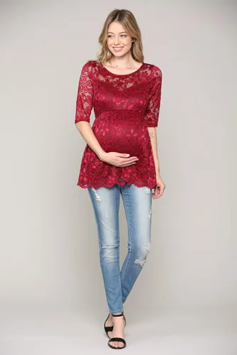 Miniatura 4 de HELLO MIZ Blusa de maternidad de encaje floral para mujer