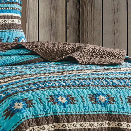 Miniatura 5 de Jaba - Juego de edredón de 3 piezas con estampado fino, tamaño King, para todas las estaciones, diseño tribal navajo nativo americano, con fundas