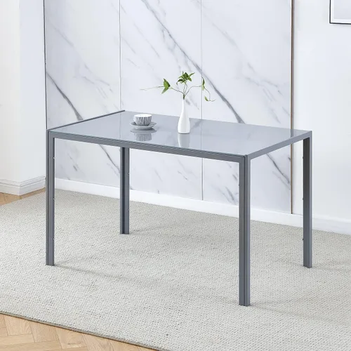Miniatura 3 de Juego de 4 mesas de comedor y sillas negras modernas de 5 piezas para cocina pequeña, mesa rectangular de vidrio templado y 4 sillas de terciopelo