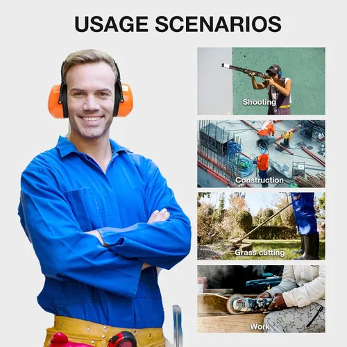Miniatura 5 de LYSIAN Orejeras de protección auditiva de 31 dB, orejeras plegables de seguridad ajustables para disparos, construcción, corte de césped, adultos