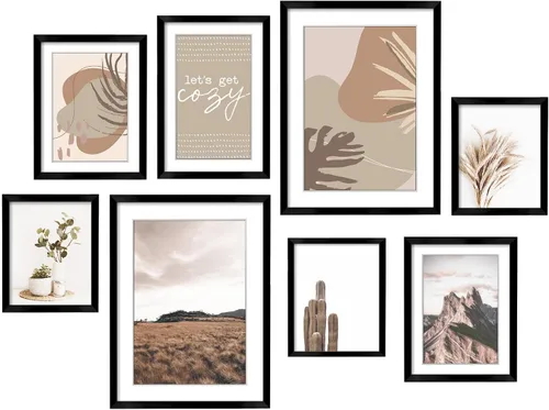 Miniatura 12 de ArtbyHannah Juego de marcos de pared para galería, marcos de fotos color beige, collage de decoración de pared con arte neutro para sala de estar