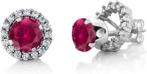 Miniatura 118 de Gem Stone King Aretes redondos de plata de ley 925 de 0.236 in con piedra natal extraíble para mujer