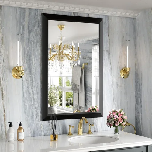 Miniatura 34 de Amorho Espejo de Baño Negro, Espejos de Pared de 24x30 Pulgadas con Marco de Metal Grueso para Sobre el Fregadero, Dormitorio, Sala de Estar
