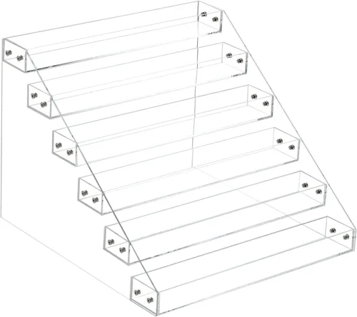 METALLIXITY Estante de especias acrílico, organizador de 6 niveles transparente para especias para condimentos, elevadores de exhibición, adecuado