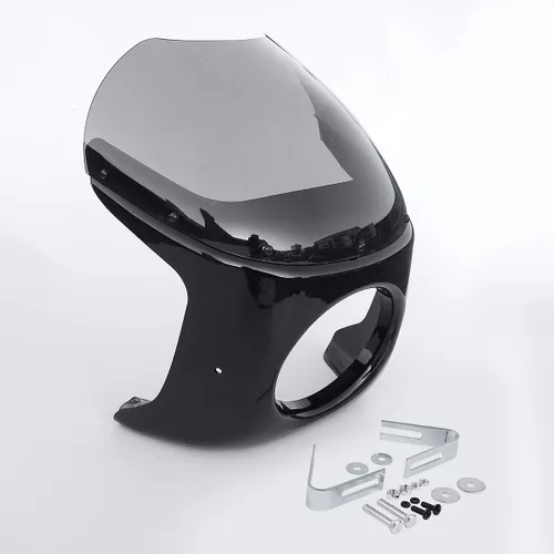 Miniatura 2 de Carenaje de faro delantero redondo universal de 17.8 cm con kit de parabrisas ahumado para motocicleta Harley BMW Suzuki Yamaha