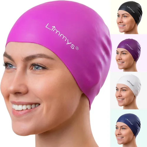 Miniatura 11 de Limmys Gorro de natación unisex para hombre y mujer, gorro de natación 100% silicona para mujer, de calidad premium, elástico y cómodo, disponible